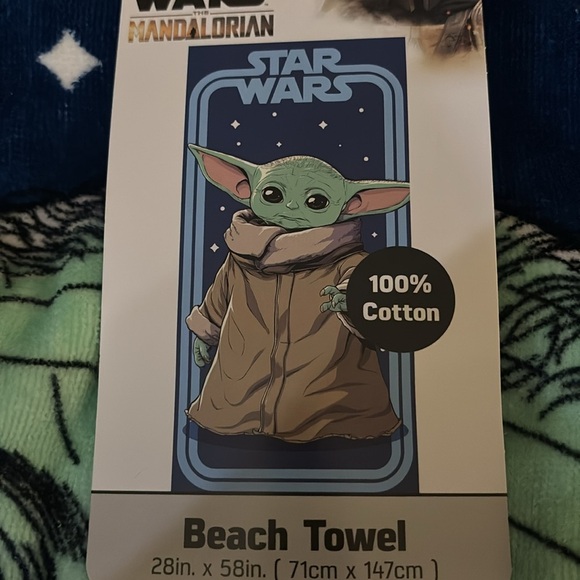 Star Wars Mandalorian Grogu Cotton Towel - Green and Blue (071) - Picture 2 of 3